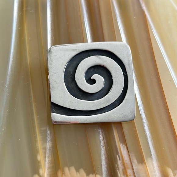 Mexico Jewelry - Vintage Sterling Silver 925 Modern Swirl Design Stamped TT-34 1.5 inches wide